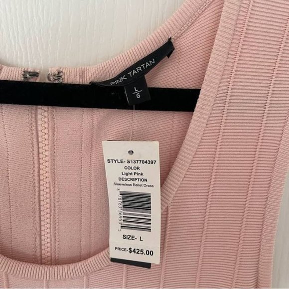 Pink Tartan Ballerina Knit Dress Pale Pink, Flared Skirt Fit Flare - Picture 2 of 6